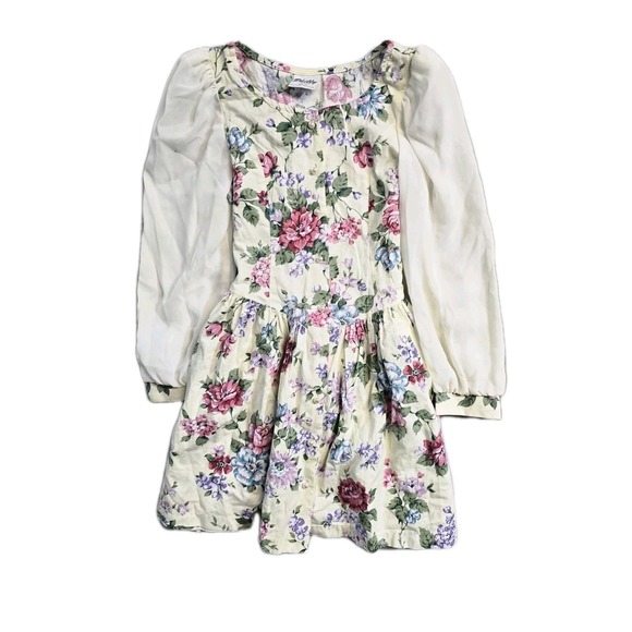 philly Dresses & Skirts - Vintage Girls Dress 12 Years Button Up Flowers  Philly Long Sleeves